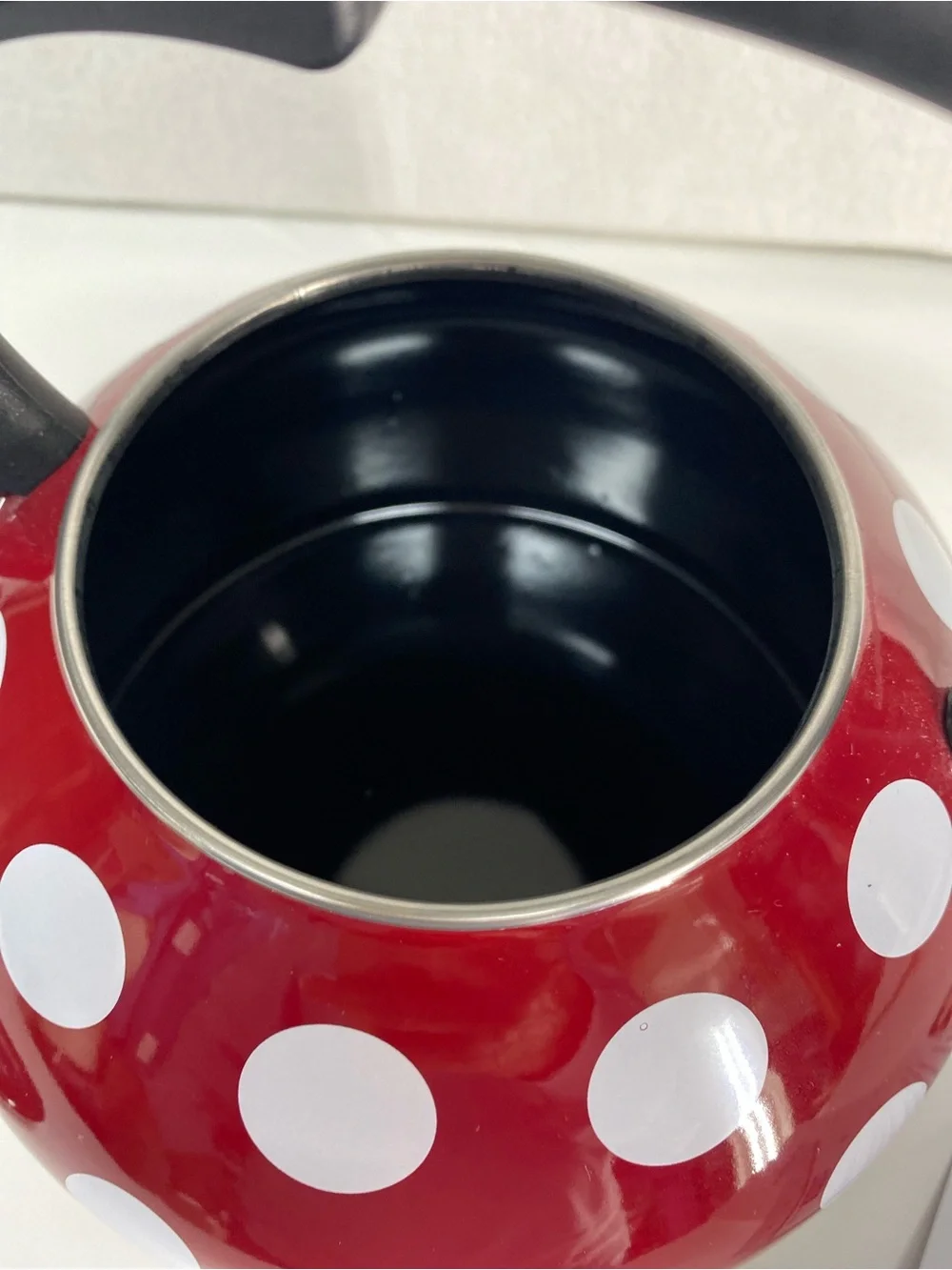 Temp-Tations Red White Polka Dot Tea Kettle with Black Handle Cottage Farmhouse